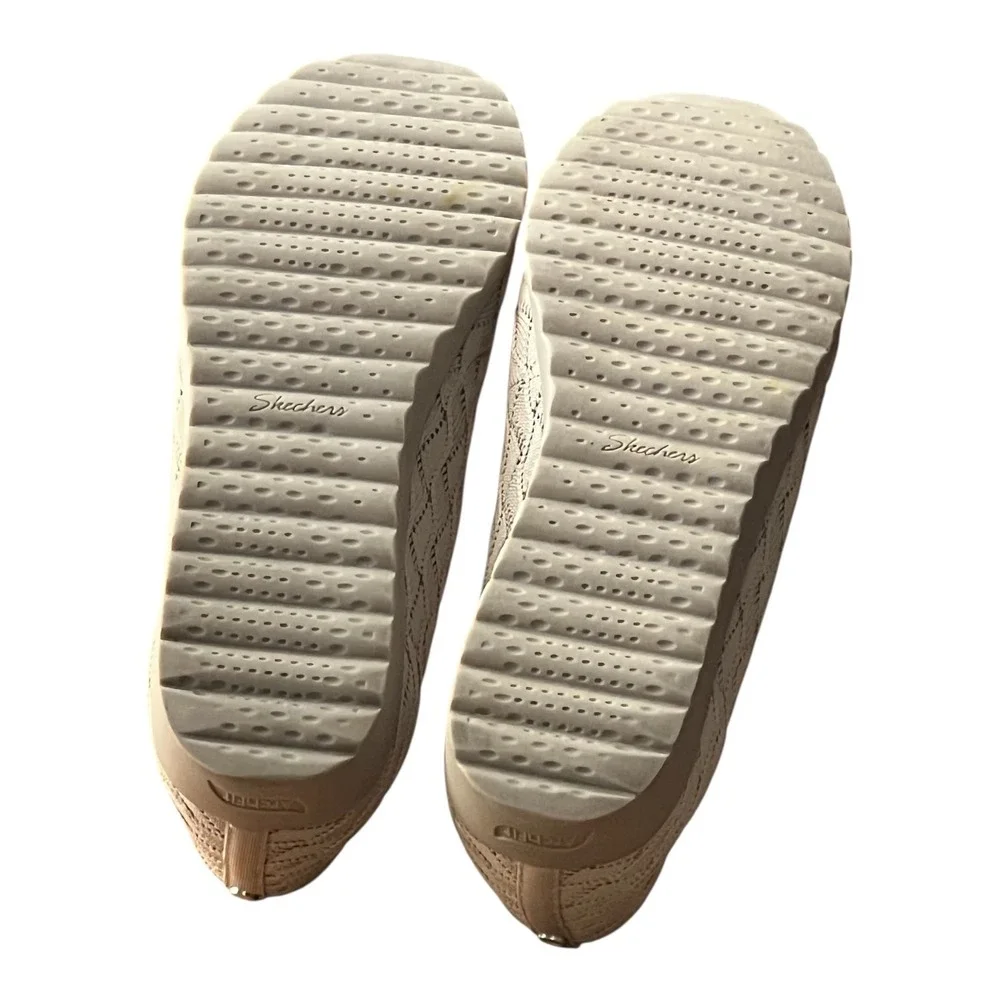 Skechers Arch Fit‎ Cleo Taupe Knit Slip‑On Wedge Comfort Shoes Women’s 10